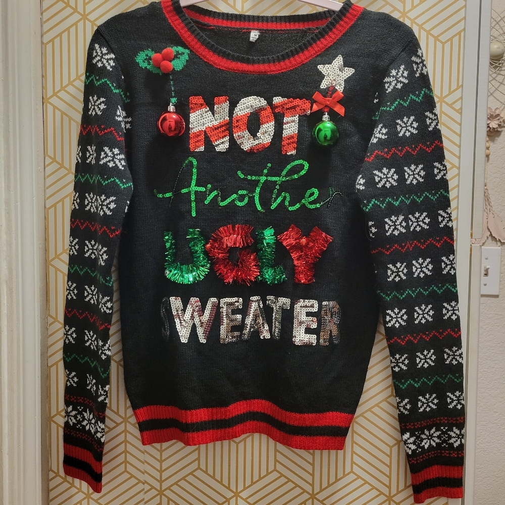 Not another ugly christmas sweater tensel ornaments Fair Isle Slim Fit MED